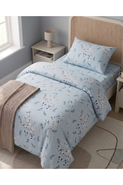 mihriban Μονό σετ παπλωματοθήκης με μπλε έθνικ σχέδιο (ΧΩΡΙΣ ΣΕΝΤΟΝΙΑ)