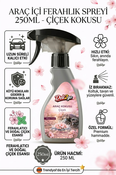 deli2go Araç Kokusu Çiçek Sprey 250ML