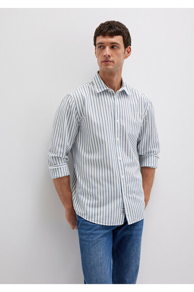 Mavi Ριγέ λευκό πουκάμισο Regular Fit / Normal Cut 0211705-90928