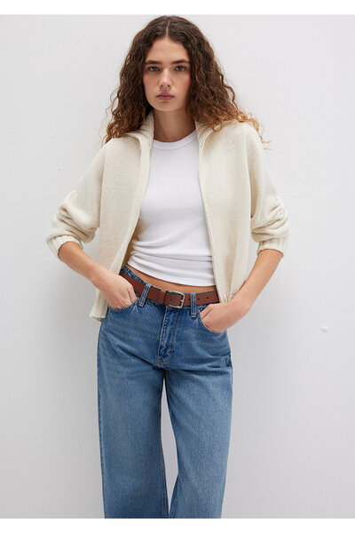 Mavi Ecru Regular Fit Wool Blended Cardigan - Zippered 1710482 -70057