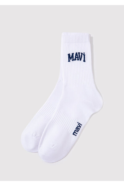 Mavi White Logo Printed Socks - 0911160 -28613