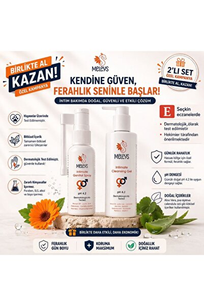 MELEYS İNTİMATE GENİTAL BÖLGE TEMİZLİĞİ GEL & SPRAY İKİLİ SET DOĞAL BİTKİSEL ...