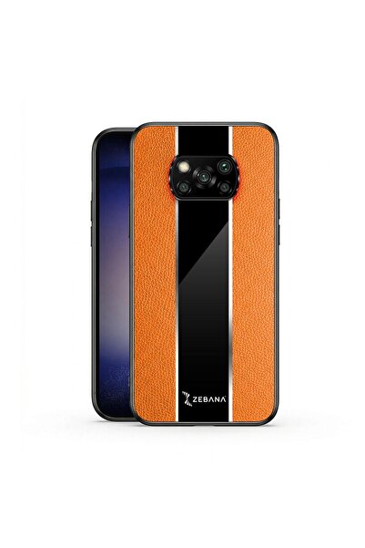 Zebana Xiaomi Poco X3 Pro Uyumlu Kılıf Premium Deri Kılıf Turuncu