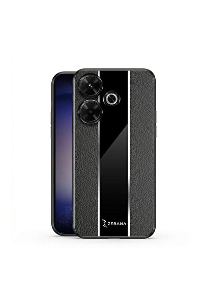 Zebana Xiaomi Redmi 13 Uyumlu Kılıf Premium Deri Kılıf Siyah