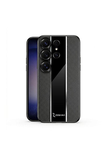 Zebana Samsung Galaxy S23 Ultra Uyumlu Kılıf Premium Deri Kılıf Siyah