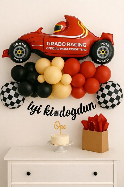 parti hediye sepeti Σετ μπαλονιών γενεθλίων με θέμα αγωνιστικά αυτοκίνητα |  ...