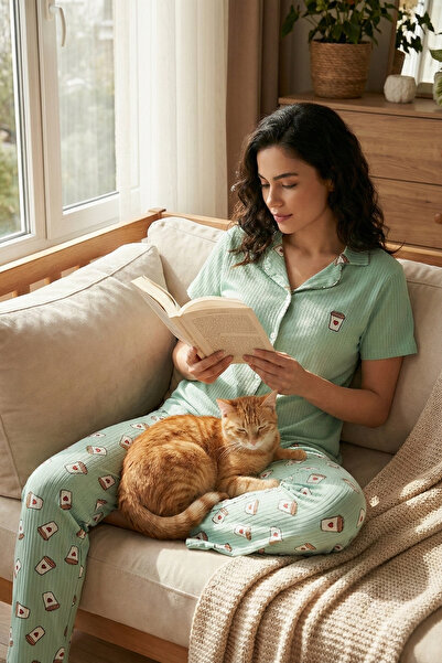 Lela Σετ πιτζάμες με κοντό μανίκι με γιακά πουκάμισο κανονικής εφαρμογής ΣΕΤ ...