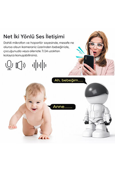 Teknomila 1080p Robot Görünümlü Wifi Ip Güvenlik Kamerası Kablosuz Gece Görüşlü