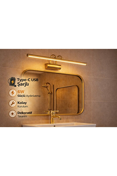 ÖZER LİGHT 35CM / USB Sarjlı Resim / Tablo / Ayna Üstü / Banyo / Ledli Aplik ...