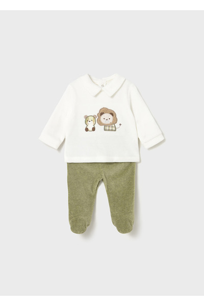 MAYORAL Newborn Erkek Bebek Kadife Takım Yeşil