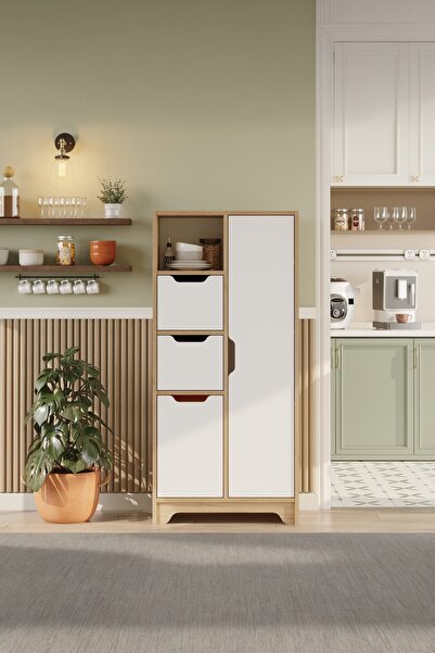 Yurupa Libra 8 Raflı Çok Amaçlı Dolap 2 Kapaklı 2 Çekmeceli Kiler Mutfak Dola...