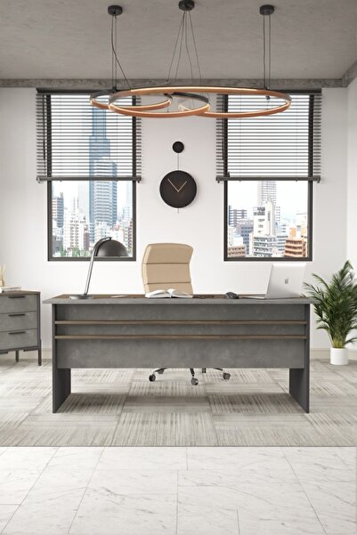 Yurupa Navaris A Ofis Masası 180cm*90cm Kahve-Beton-Antrasit NAV1-CGA