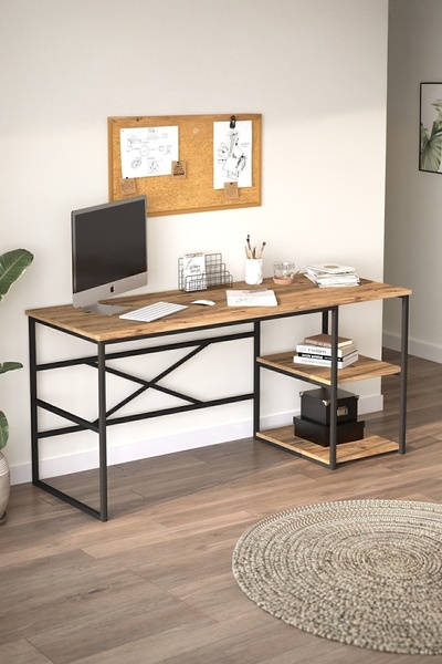 Yurupa Atlantis 160cm Metal Çalışma Masası Raflı ATL28-A Çam