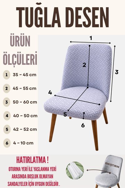 ELHAS Mutfak Sandalye Kılıfı Büyük Oval Jakar Yıkanabilir Streç Lastikli Sandalye Örtüsü 1 Adet