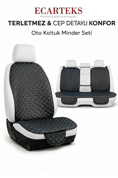 Ecarteks Deri- Oto Koltuk Minder Cepli Kolay Montaj- Koltuk Koruma Kılıfı (7'...