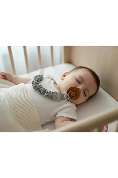Babyjem Bürümcüklü Emzik Askısı Gri