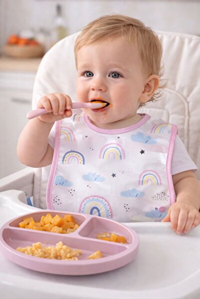 Pico Baby مريلة أطفال شفافة من مادة إيفا منقوشة للجنسين / وردي