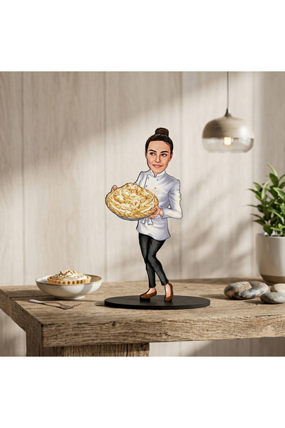 wonderlike Kişiye Özel Aşçı Karikatürlü 3d Ahşap Biblo,sevgiliye Hediye,doğum...