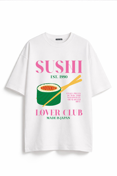 Vatkalimon Unisex 100% οργανικό βαμβάκι Oversize Λευκό μπλουζάκι με στρογγυλή...