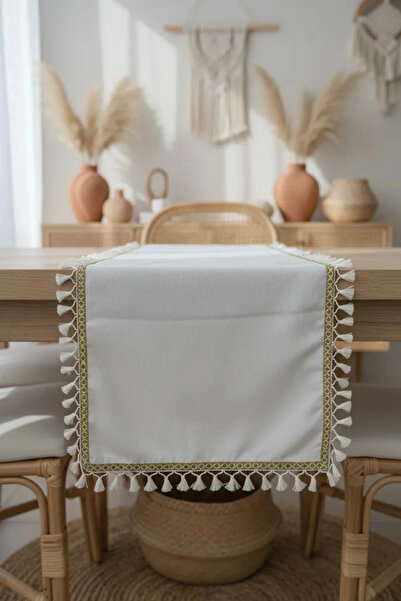 NDC HOME Τραπεζομάντιλο Runner από ακατέργαστο λινό κρέμα ειδικής σχεδίασης μ...