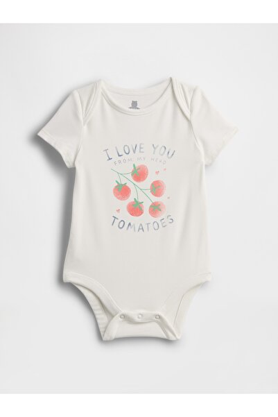 GAP Bebek Beyaz First Favorites Grafik Baskılı Bodysuit