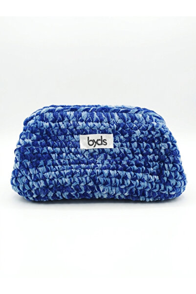 Beril Yamaç Design Studio Χειροποίητη πλεκτή πολυτελής μπλε τσάντα clutch - B...