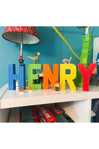 AU Design 3 Boyutlu Lego Blok Uyumlu Harfler 1 ADET Çocuk Odası Dekorasyon Do...