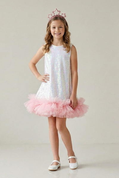 Le Mabelle Κοριτσίστικο φόρεμα με λεπτομέρεια βολάν στο τελείωμα της φούστας ...