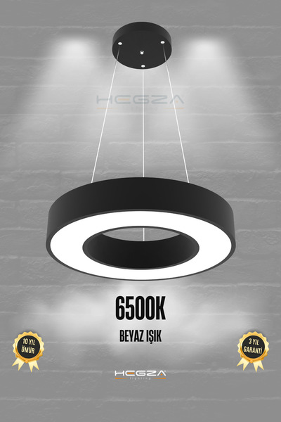 Hegza Lighting Anello ( Siyah Kasa, Beyaz Işık ) Ledli Modern Led Avize, Salo...