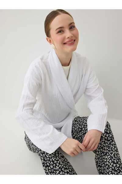 Benin Kimono din muselina de bumbac cu detaliu de legare - alb - Benin