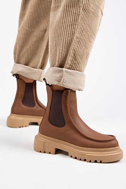 Manijero Agnes Γυναικείες μπότες από γνήσιο δέρμα διπλής όψης ελαστικό μαύρισμα