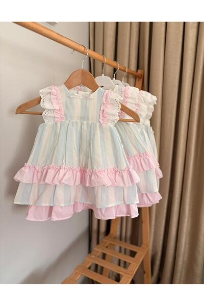 KIZ ÇOCUK 2-5 YAŞ BAYRAMLIK FIRFIRLI ŞIK ELBİSE