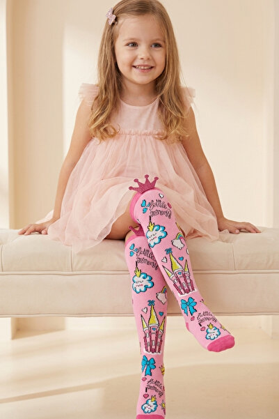 Katia&Bony Κοριτσίστικες κάλτσες γονάτων Pink Princees - Ροζ