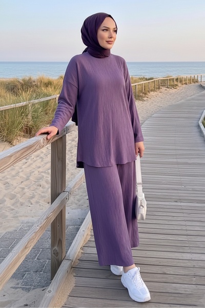 Bestenur Πλισέ Σετ Δύο Τεμαχίων 1692 - Μωβ