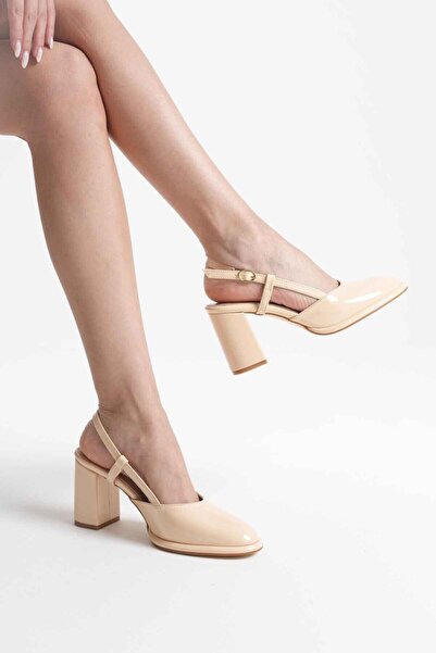 TRENDELLA Ανοιχτό κίτρινο λουστρίνι γυναικεία παπούτσια με τακούνι TR18MS18B