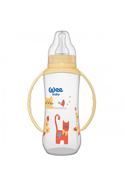 Wee Baby Biberon cu manere 270 ml tetina silicon rotunda, cod 745, Galben