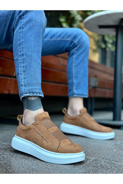 BOA BA0307 حذاء رجالي من جلد الغزال السميك ذو النعل العالي بشريط مزدوج باللون...