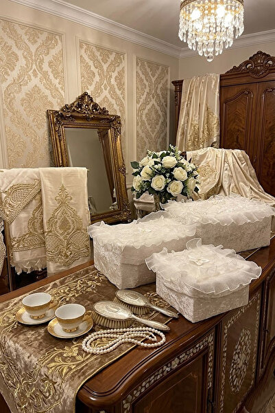 Çt Çeyizci Tekstil Βελούδινο τσαντάκι με πιέτες 3 τεμαχίων, Βελούδινο τσαντάκ...