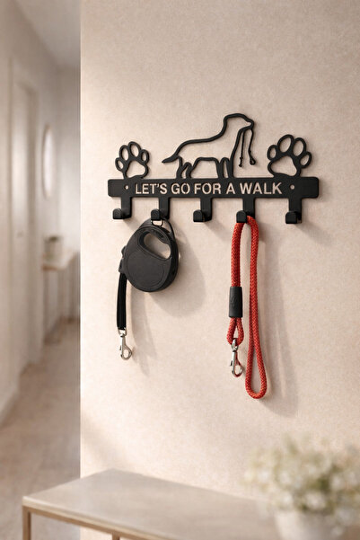 VENON Μαύρος κρεμάστρας με γράμματα «Let's Go for a Walk» Μεταλλικό μπρελόκ Κ...