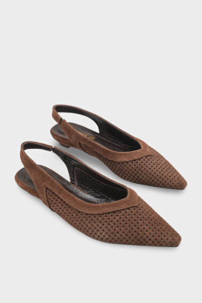 Capone Outfitters Sharyl Σουέτ Mesh Open Back Pointed Toe Flat Heeled Casual ...