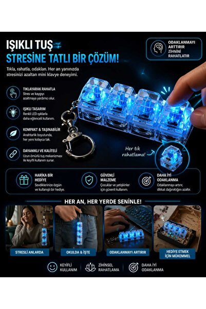 teknotrust سلسلة مفاتيح لوحة مفاتيح مضيئة بتقنية LED مع صوت (كليك) وإضاءة RGB...