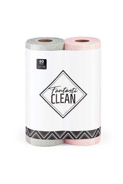 FantastiCLEAN Çok Amaçlı Rulo Mikrofiber Temizlik Bezi 30x30 60 Yapraklı Gri ...