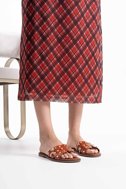 TRENDELLA Παντόφλες από γνήσιο δέρμα πλακάκι TR31MY68G