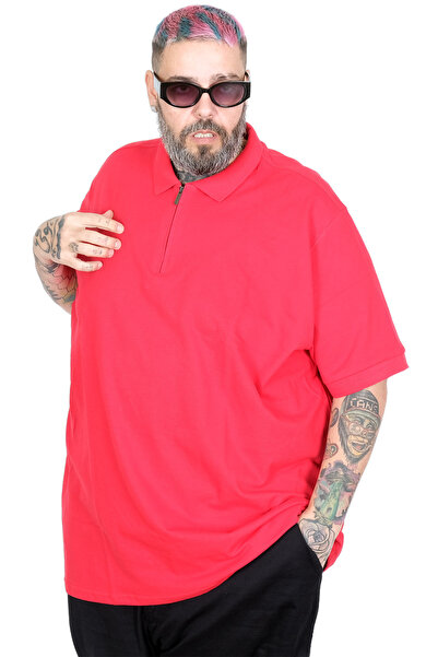 ModeXL Μπλουζάκι πόλο μεγάλου μεγέθους Mode XL με φερμουάρ 25550 ΚΟΚΚΙΝΟ