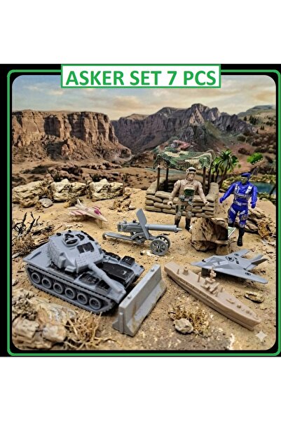 ALYTOYS Oyuncak Asker Seti Asker Oyuncakları 1 tank 2 asker gemi uçak top jet...