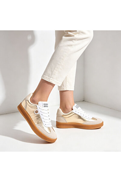 Tmall Pantofi sport pentru femei, din piele ecologică, D1406, aurii