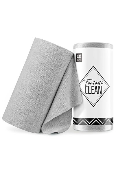 FantastiCLEAN Çok Amaçlı Rulo Mikrofiber Temizlik Bezi 30x30 40 Yapraklı Gri