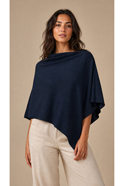 Sebir Moda Ασύμμετρο λινό πόντσο