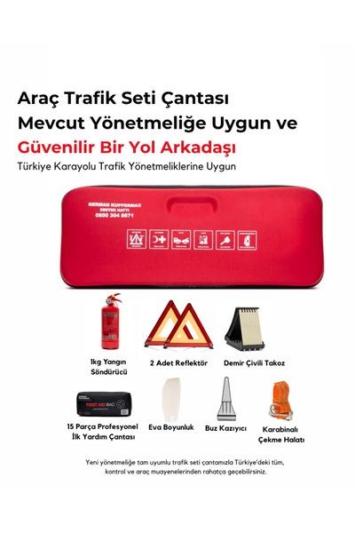 GERMAN KUPFERMAX Araç Muayene Uyumlu 22 Parça Acil Durum ve Profesyonel Trafi...