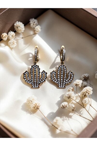 FAYRA ACCESSORIES Crystal Stone Cactus Figure Earrings